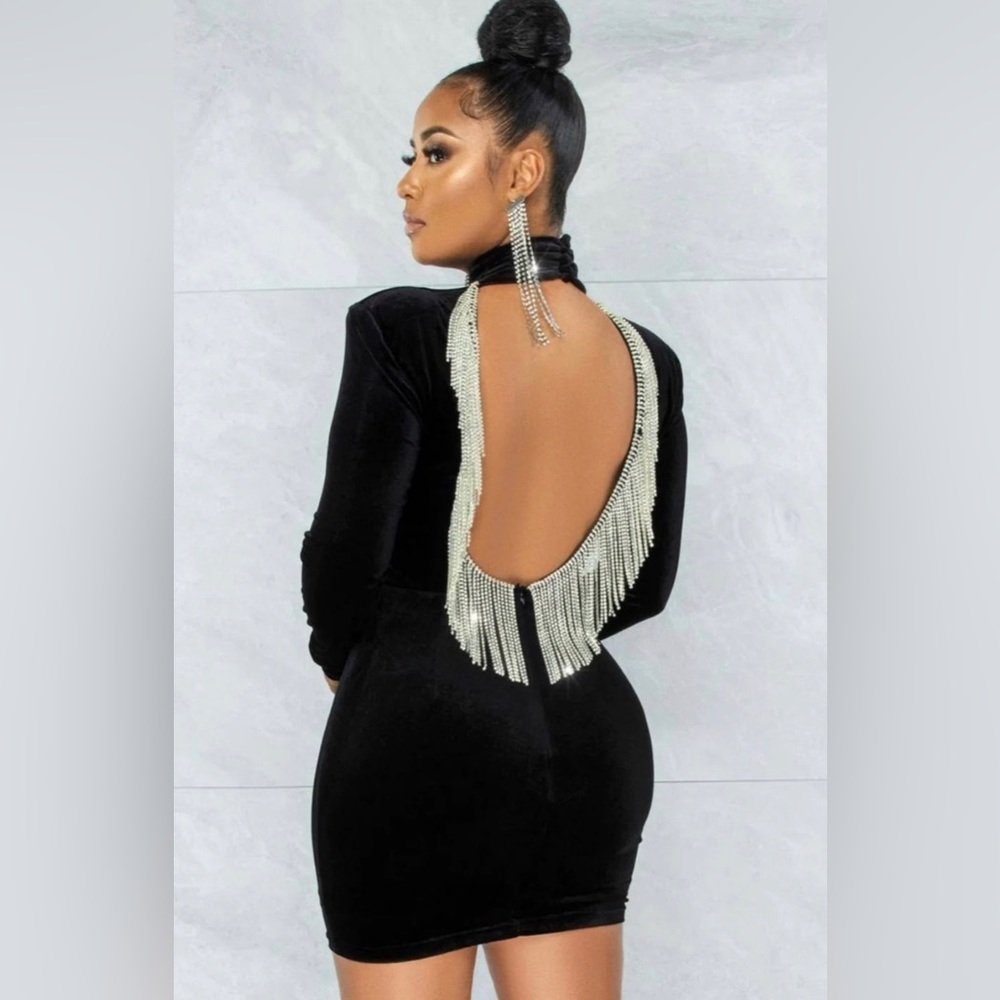 BLACK VELVET MINI BODYCON DRESS